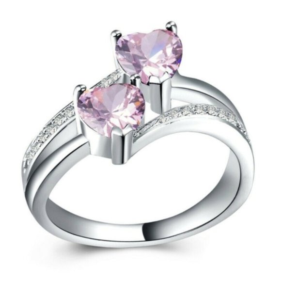 Romantic 925 Silver Heart Shape Sapphire Ring New